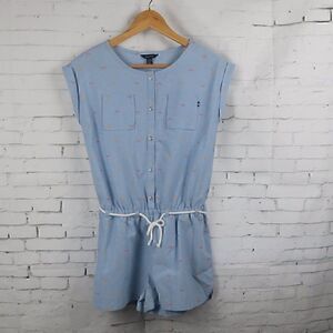 NAUTICA LIGHT BLUE CAP SLEEVE RAINBOW & SUN PRINT ROMPER SIZE LARGE NWT